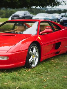 Превью обои ferrari f355, ferrari, автомобиль, спорткар, красный, стоянка