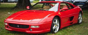 Превью обои ferrari f355, ferrari, автомобиль, спорткар, красный, стоянка