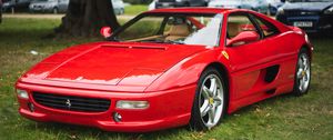 Превью обои ferrari f355, ferrari, автомобиль, спорткар, красный, стоянка