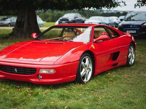 Превью обои ferrari f355, ferrari, автомобиль, спорткар, красный, стоянка