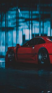 Превью обои ferrari f40, ferrari, машина, спорткар, красный, вид сбоку