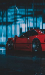 Превью обои ferrari f40, ferrari, машина, спорткар, красный, вид сбоку