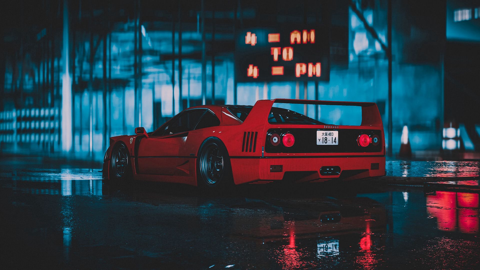 Скачать 1920x1080 ferrari f40, ferrari, машина, спорткар, красный, вид  сбоку обои, картинки full hd, hdtv, fhd, 1080p