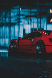 Превью обои ferrari f40, ferrari, машина, спорткар, красный, вид сбоку