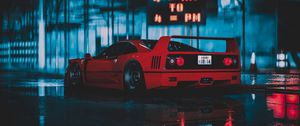 Превью обои ferrari f40, ferrari, машина, спорткар, красный, вид сбоку