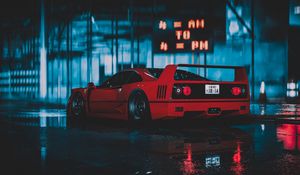 Превью обои ferrari f40, ferrari, машина, спорткар, красный, вид сбоку