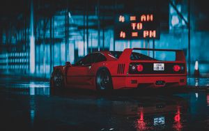 Превью обои ferrari f40, ferrari, машина, спорткар, красный, вид сбоку