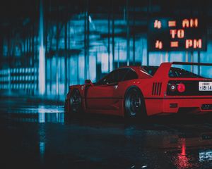 Превью обои ferrari f40, ferrari, машина, спорткар, красный, вид сбоку