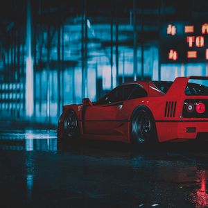 Превью обои ferrari f40, ferrari, машина, спорткар, красный, вид сбоку