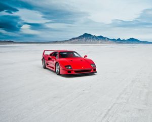 Превью обои ferrari f40, озеро, машина