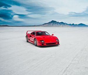 Превью обои ferrari f40, озеро, машина