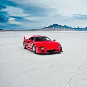 Превью обои ferrari f40, озеро, машина