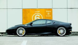 Превью обои ferrari f430, ferrari, черный, вид сбоку