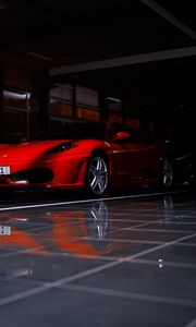 Превью обои ferrari f430, ferrari, спорткар, красный, тень
