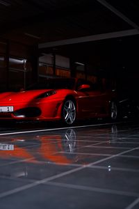 Превью обои ferrari f430, ferrari, спорткар, красный, тень