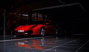 Превью обои ferrari f430, ferrari, спорткар, красный, тень