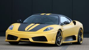 Превью обои ferrari f430, ferrari, желтый, вид сбоку