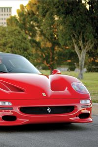 Превью обои ferrari, f50, preserial, красный, вид спереди