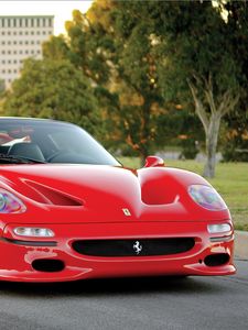 Превью обои ferrari, f50, preserial, красный, вид спереди