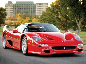 Превью обои ferrari, f50, preserial, красный, вид спереди