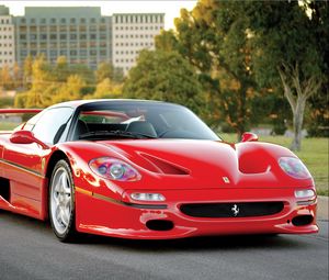 Превью обои ferrari, f50, preserial, красный, вид спереди