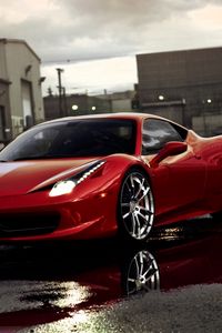 Превью обои ferrari, красный, отражение