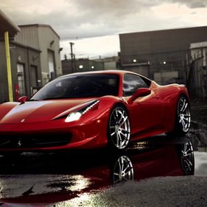 Превью обои ferrari, красный, отражение