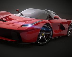 Превью обои ferrari, laferrari, 2014, красный, вид сбоку