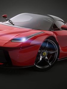 Превью обои ferrari, laferrari, 2014, красный, вид сбоку