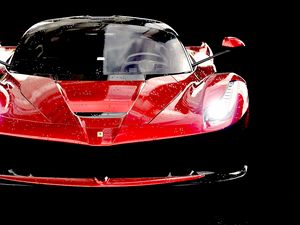 Превью обои ferrari laferrari, ferrari, красный, спорткар, вид спереди