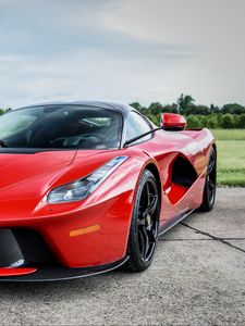 Превью обои ferrari, laferrari, красный, вид спереди