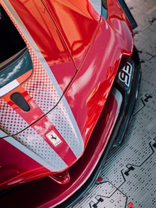 Превью обои ferrari, машина, спорткар, красный, вид спереди