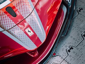 Превью обои ferrari, машина, спорткар, красный, вид спереди