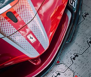 Превью обои ferrari, машина, спорткар, красный, вид спереди
