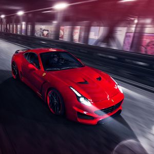 Превью обои ferrari, pininfarina, novitec rosso, красный, скорость