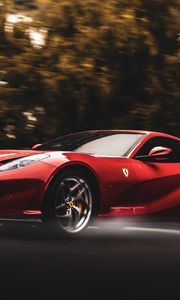 Превью обои ferrari, спорткар, автомобиль, скорость, красный