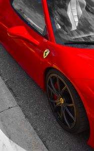 Превью обои ferrari, спорткар, автомобиль, зеркало, красный