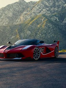 Превью обои ferrari, supercar, спорткар, красный, горы