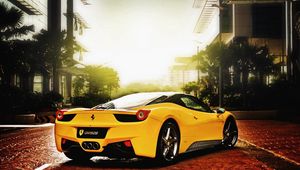 Превью обои ferrari, желтый, дорога