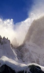 Превью обои fitzroy peak, анды, горы, снег, ветер