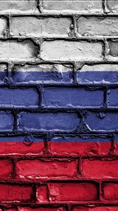 Превью обои флаг, россия, стена, краска, символика