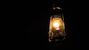 Превью обои фонарь, свечение, лампа, черный