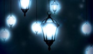 Превью обои фонари, освещение, блики, боке