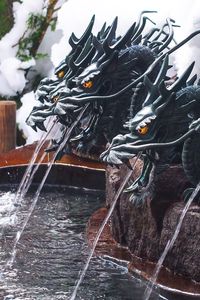 Превью обои фонтан, драконы, вода