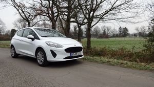 Превью обои ford, автомобиль, белый, дорога, деревья