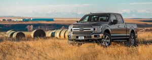 Превью обои ford, автомобиль, черный, внедорожник, трава