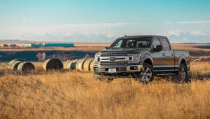 Превью обои ford, автомобиль, черный, внедорожник, трава