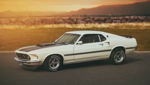 Превью обои ford, белый, mach 1, mustang