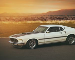 Превью обои ford, белый, mach 1, mustang