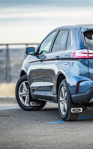 Превью обои ford edge, ford, автомобиль, синий, вид сзади